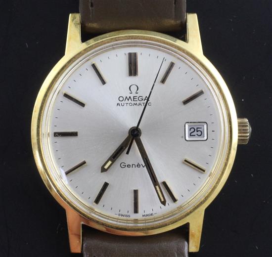 A gentlemans steel and gold plated Omega automatic wrist watch,